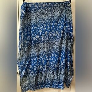 Blue and white floral scarf